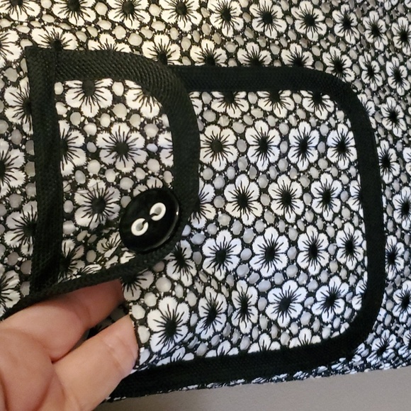 Cynthia Steffe Eyelet Floral 3/4 Sleeve Coat In White And Black Size S - Picture 3 of 9